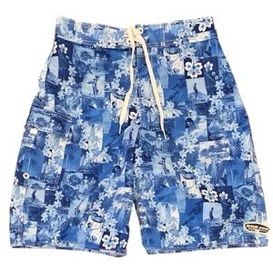 Ron Jon Surf Shop Sz 30 Boardshorts Hula Girls Aloha Hawaiian Blue Logo Nice
